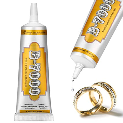 B7000 Fabric Glue with Precision Tips, Upgrade Industrial Strength Adhesive B-7000 Glue Clear for Jewelry Crafts DIY, Metal, Stone, Rhinestone Gems Gel, Glass, Fabric, Cell Phone Repair (50 ML) - color: 1 x50ML/ 2.1fl oz