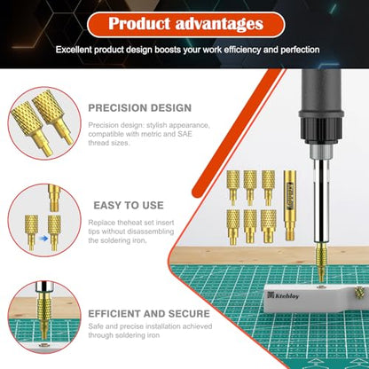 513 Metric Threaded Inserts with Heat Set Insert Tips, M2 M2.5 M3 M4 M5 M6 Female Thread Knurled Nuts Assortment Kit, for Plastic and 3D Printing Components - size: M2 M2.5 M3 M4 M5 M6