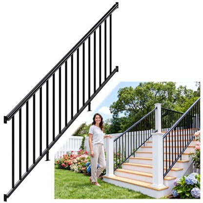 Egadis 1 Pack 42 in x 8 ft Modular Aluminum Stair Railing Kit Without Post - color: Stair 8ft - 1 Panel