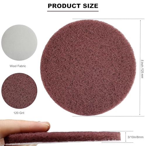 10 Pack 5" 120 Grit Non-Scratch Polishing Pad Hook & Loop Discs, Non-Abrasive Finishing Pads, Buff & Polish Finished Surfaces, Wood Oil & Wax Application, 5 Inch Orbital Sander Polishing Pad - style: 120 Grit