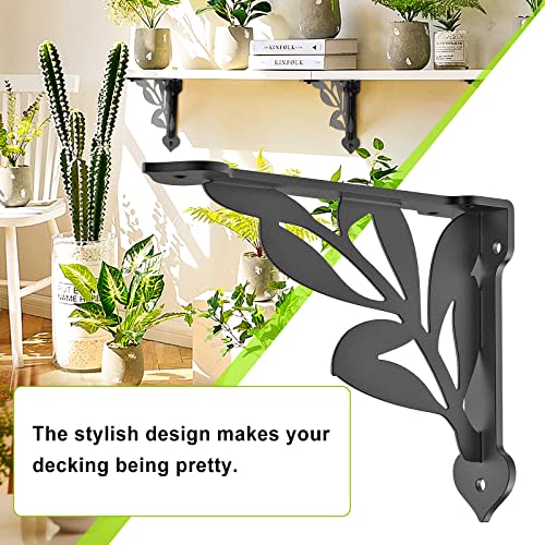 SELEWARE 2 Pack 8" Heavy Duty Shelf Brackets, Branch Decorative L Brackets - size: 8 Inch, style: Branch-2 pack