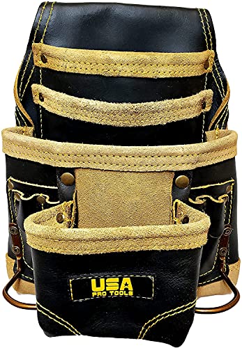 Tool Belt | Leather Tool Rig for Carpenters, Framers, Electricians, Constructors, and Handyman | Adjustable Tool Pouches.