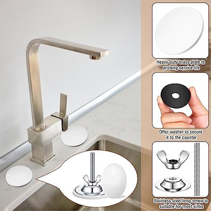 LEIFIDE 2 Pcs Kitchen Sink Faucet Hole Cover, White - color: White