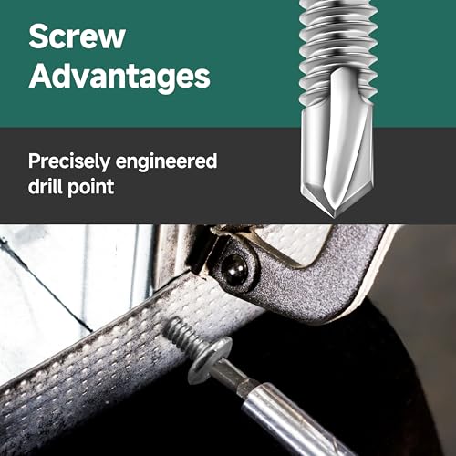 100Pcs 10 x 1-1/4" Sheet Metal Screws, Stainless Steel Flat Head Socket Cap Self Drilling Screw, Allen Socket Drive, Self Tapping Screws with Drill Bit - color: Silver, size: #10 x 1-1/4"