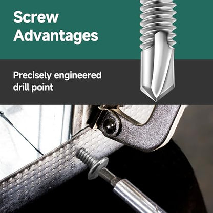 100Pcs 10 x 1-1/4" Sheet Metal Screws, Stainless Steel Flat Head Socket Cap Self Drilling Screw, Allen Socket Drive, Self Tapping Screws with Drill Bit - color: Silver, size: #10 x 1-1/4"