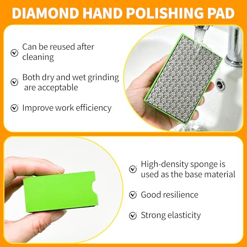 Diamond Hand Polishing Pads,100 Grit Diamond Sanding Pads - color: green