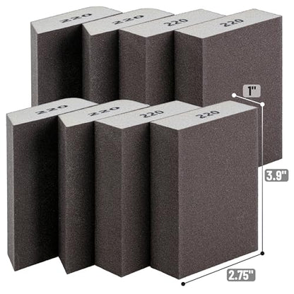 Bates- Sanding Sponge, 8 pcs, 220 Grit, Washable and Reusable, Sandpaper Block, Sanding Blocks for Wood, Sanding Pad, Drywall Sanding Block, Drywall Sanding Sponge (Pack of 2) - size: 16 Pack, 220 Grit