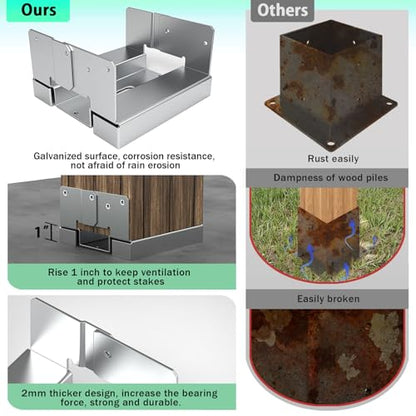 10 Pcs 6x6 Post Anchor Base Adjustable Wood Post Brackets - size: 6 x 6