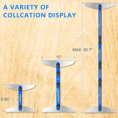 Stair Tread Template Tool, Aluminum Alloy Stair Tread Tool Jig, Stair Measuring Tool, Adjustable Stair Tread Gauge Shelf Scribe Layout Tool for Stairs, Risers and Cutting Drywall (8.86''-60.70'')