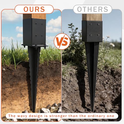 1 Pcs 22" 4"x4" Fence Post Anchor Ground Spike (Fit 3.6"x3.6") Post - size: 1 Pcs