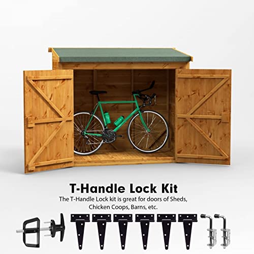 Double Door Shed Hardware Kit -Includes Window and Door/Window Hinge Set, Complete with Hinges, Latches, and T-Handle Lock -, for Gates, playrooms