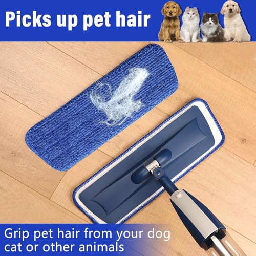 16.5" Microfiber Mop Pads Refills, 3 Pack Reusable Replacement Heads - color: Purple