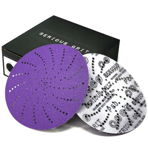 Serious Grit - 6-Inch P80 Grit Ceramic Multi-Hole Sanding Discs - 50 Pack - size: 80 Grit