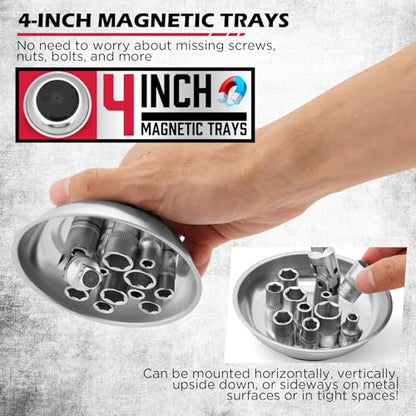 3 Pack Telescoping Magnetic Pickup Tool with Parts Tray, Magnet Stick Extendable up to 41in, Non-Slip Extendable Magnet Pickup Tool with 50lb Pull Force for Nail, Screws & Metal Debris Workshop Garage - style: 50LB Stick with Dual 4" Trays
