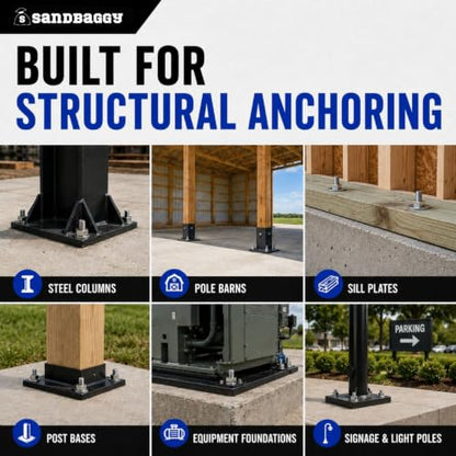 Sandbaggy 5/8" x 14" Threaded Concrete Anchor L-Bolts (Nuts & Washers Included) - Hot Dipped Galvanized - Sill Plate, Base Plate, Masonry, Wood, Cement Anchors, J Bolt (10, 5/8” x 14”) - size: 5/8” x 14”