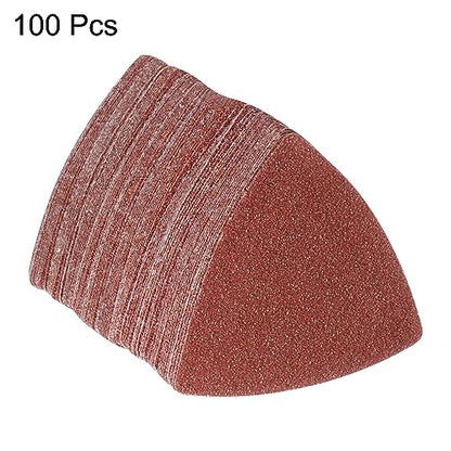 HARFINGTON 100pcs Triangular Hook & Loop Sandpapers 60 Grits 3-1/8" Aluminum Oxide Sanding Pads Random Orbital Mouse Detail Sander Papers Oscillating Multi Tool Sheets - size: 60 Grits