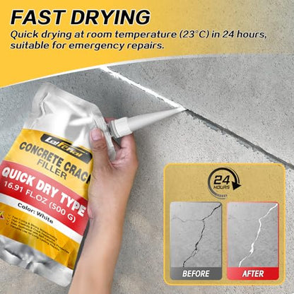 Concrete Crack Filler, Cement Crack Filler, Fast-Drying Crack Filler, Self-Leveling Caulking Sealan Effectively Repairs Cracks in Driveways, Sidewalks, Patios, and Window Sills (1 Pack - 1.1LB) - style: 1 Pack - 1.1LB