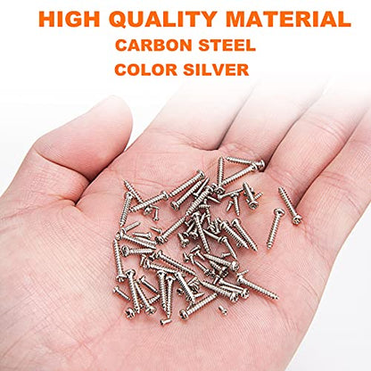 1100Pcs Nickel-Plated M1.2,M1.4,M1.5,M2 Round Pan Head Tapping Screws Laptop Notebook Computer Screws Kit,Phillips Small Screw Set for Electronic Repair (1100pcs) - color: Silver-1100pcs