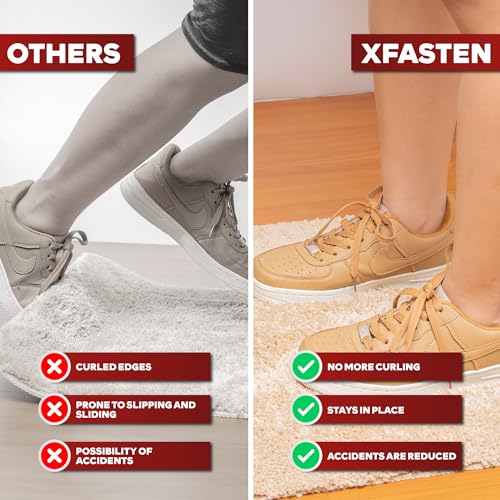 XFasten Double-Sided Carpet Tape for Area Rugs, 2 Inch x 10 Yards (30 Ft) w/Mini Cutter, Heavy Duty Grippy Residue-Free Silicone Adhesive Keeps Rugs in Place on Hardwood, Laminate and Tile Floors