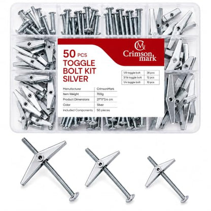 50 Pcs Toggle Bolts for Drywall,Heavy Duty Butterfly Anchors with Wing Nuts