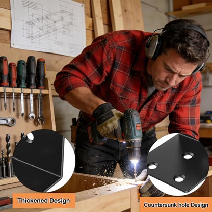 20 Pcs Black Angle Brackets 2"x2"x2" Stainless Steel L Bracket with 120pcs Screws, Heavy Duty Metal Corner Brace 90 Degree Right Angle Corner Bracket for Wood Furniture Frame Bookshelf - size: 2Inch Black Right Angle