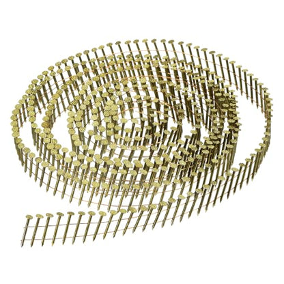 uxcell 2400 Count Siding Nails 1" x 0.083" 15-Degree Ring Shank Full Round Head Collated Wire Coil for Lath and Sheathing Materials - size: 1" x 0.083"