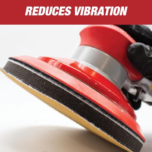 LAUCO 6-Inch Soft Interface Pad – 15-Hole Hook & Loop Foam Cushion Buffer Pad for Dual Action & Random Orbital Sanders – Vibration Reduction, Edge Control & Contour Sanding (Black) 09063