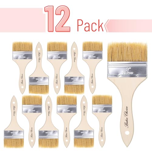 Bates- Chip Paint Brushes, 3 Inch, 12 Pack, Chip Brush, Brushes for Painting, Paint Brushes, Stain Brushes for Wood, Natural Bristle Paint Brush, 3 Inch Paint Brush, Chip Paint Brushes for Paint - size: 3 Inch, 12 Pack
