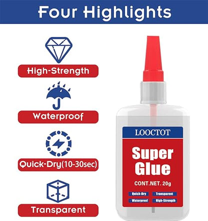 (2-in-1) Super Glue with Brush Applicator&Nozzle,3D Printer Thick Glue 20g - style: Super-Glue