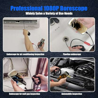 Endoscope Camera with Light, 1920P HD Borescope Camera with Light,Semi-Rigid Inspection Endoscope with 8 Adjustable LED, IP68 Waterproof Drain Scope Camera for for iOS/Android,16.4ft - color: Red