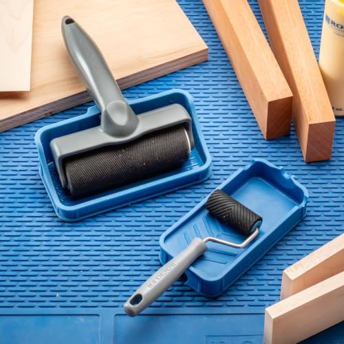 Rockler Mini Glue Roller with Silicone Tray, 2'' Wood Glue Applicator Tool