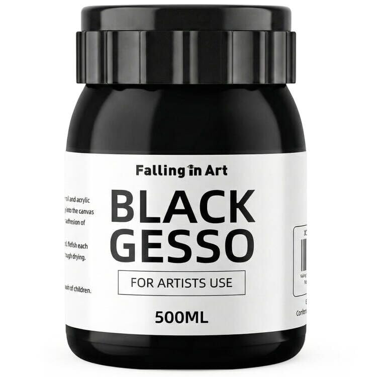 Falling in Art 16.9 Oz Black Gesso Primer for Acrylic &Oil Painting - color: Black