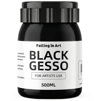 Falling in Art 16.9 Oz Black Gesso Primer for Acrylic &Oil Painting - color: Black