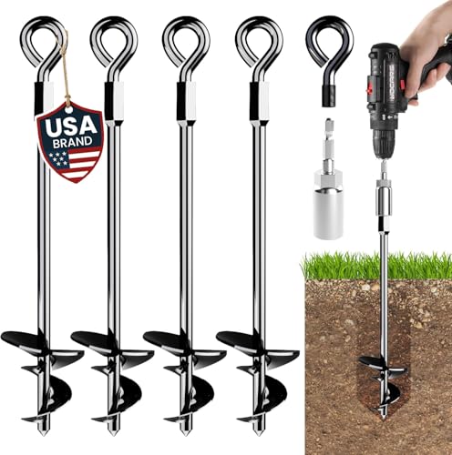 2pcs 15'' Ground Anchors Screw in Tent Stakes - Heavy Duty Earth Anchors - size: 15"