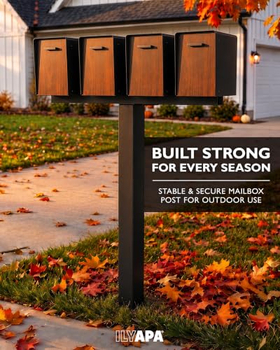 Ilyapa Multifamily Mailbox Post for Outside - 43x4x4 Post Cover - Black - color: Black Quadruple
