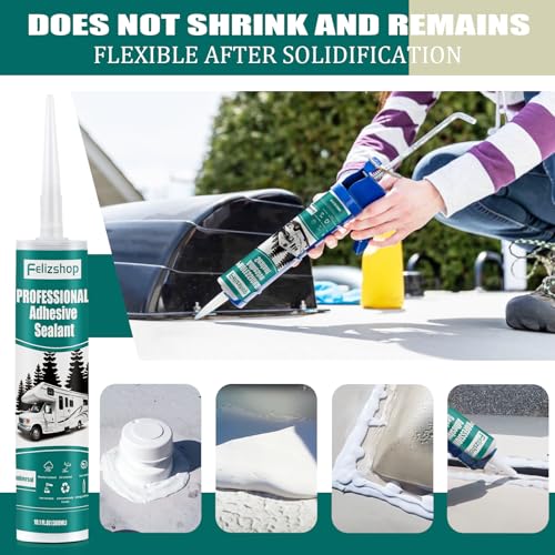 RV Sealant, RV Roof Sealant, Lap Sealant for RV Roofs, RV Caulking Sealant White, Waterproof RV Self-Leveling Lap Sealant,RV Silicone Sealant for Camper Motorhomes Trailers RV Roofing Repair(2 Pack) - style: 2 Pcs
