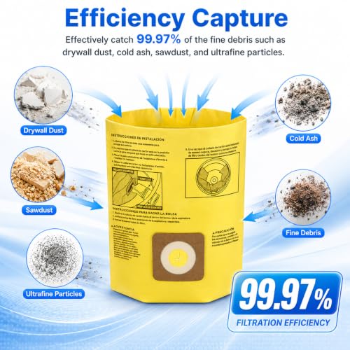 39970 Filter Bags Replacement for CRAFTSMAN 6-9 Gallon Wet Dry Vac