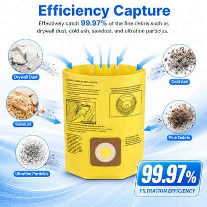39970 Filter Bags Replacement for CRAFTSMAN 6-9 Gallon Wet Dry Vac