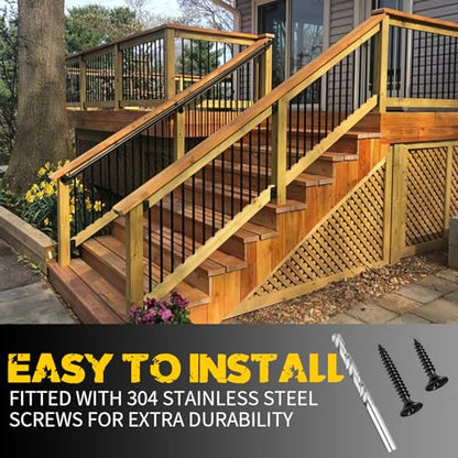U-Shaped Deck Railing Bracket Connectors, 30 Degree Attachment Brackets with Screws for 2" x 4" Lumber, Stair Handrail Connectors for Wood Fences - 4Pair - size: Angle 30°