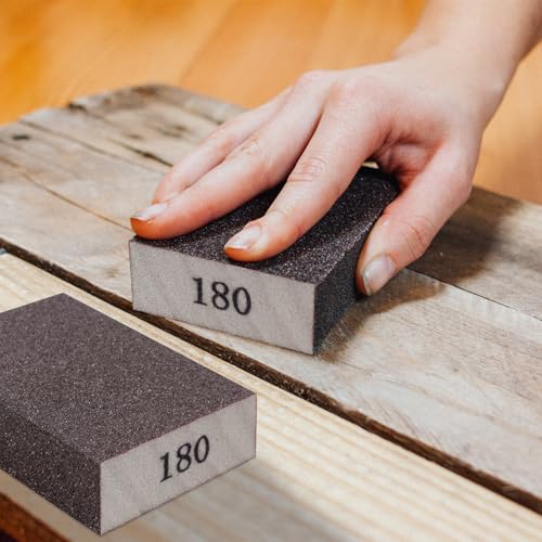 Romeda 8-Pack Sandpaper Block, 180 Grits Washable and Reusable Handmade Sanding Sponge, Drywall Sandpaper Blocks for Wooden Drywall Sheetrock and Metal Glazing - color: 180 Grits, size: 8-Pack