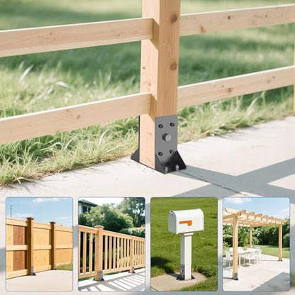 4x4 Post Base 2 Pcs,Inner Size 3.6"x3.6" Post Anchors, - size: 4x4