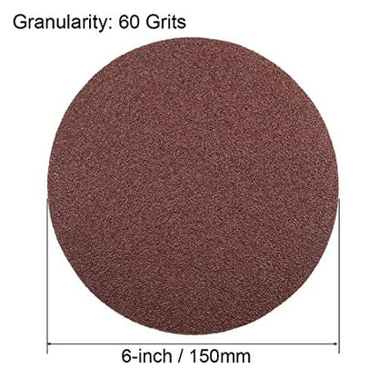 uxcell 6" PSA Sanding Discs 60 Grits Self Stick Aluminum Oxide Sandpaper for Random Orbital Sander Wood Metal Dry Polishing 20pcs - style: 60 Grit