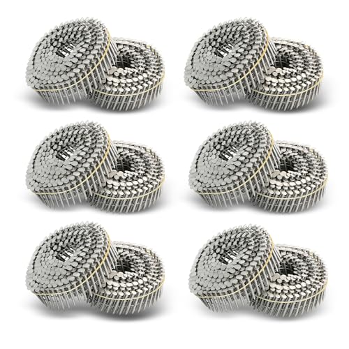 3600 Count Stainless Steel Siding Nails 15-Degree Collated Wire Coil 1-1/4 Inch, 0.09 Inch Ring Shank Siding Nails - size: 1-1/4 Inch x 0.09 Inch