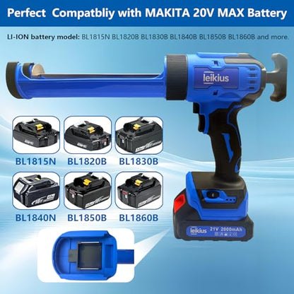 Electric Caulk Gun with LED Light, 6 Speed Adjustment for Kitchen Bathroom Filling, Sealing,Cordless Caulking Gun with 2x 2000mAh Batteries,Charger, Caulk Finish Tools,Nozzle and Knife