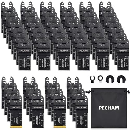 68PCS Oscillating Saw Blades with Storage Bag, Professional Universal Titanium Multitool Blades for Wood Plastics Metal Quick Release Multi Tool Kits Fit Rockwell Ridgid Ryobi Milwaukee Chicago