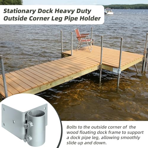 Stationary Dock Heavy Duty Hardware Side Leg Pipe Holder,Floating Dock Brackets Hardware,Dock Pipe Brackets Sleeve Holder for Pipe Pole Post,7/16" Holes for 3/8" Carriage Bolts - style: 2 Pack Dock Corner Leg Holder