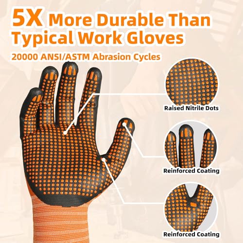 Schwer 3/6/12 Pairs Safety Work Gloves, MicroDot Abrasion & Grip, LT5619, M - size: Medium