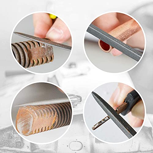 Utoolmart Carbon Steel Needle File, 10-Pieces Mini Steel Needle File Set, 3mm x 140mm Round Files Tools with Plastic Handle, for Metal Glass Stone with Fine Sanding - size: 140mm