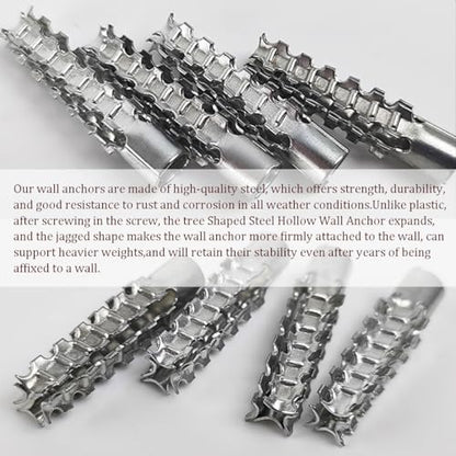 60 Pack Hollow Wall Anchor with Screws,Loose Hinge Hole Repair Kit for Concrete Wall, Metal Expansion Bolt for Drywall (1/4 inch) - size: 1/4 inch