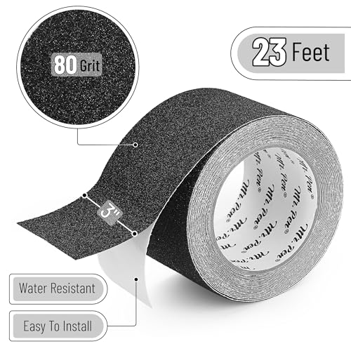 Mr. Pen- Grip Tape, 3 Inch, 23 Feet, Anti Slip, Black, Waterproof - size: 3 Inch, 23 Feet